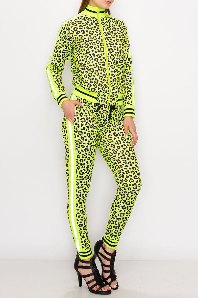 Women's Reflective Leopard Track suit - Main Image