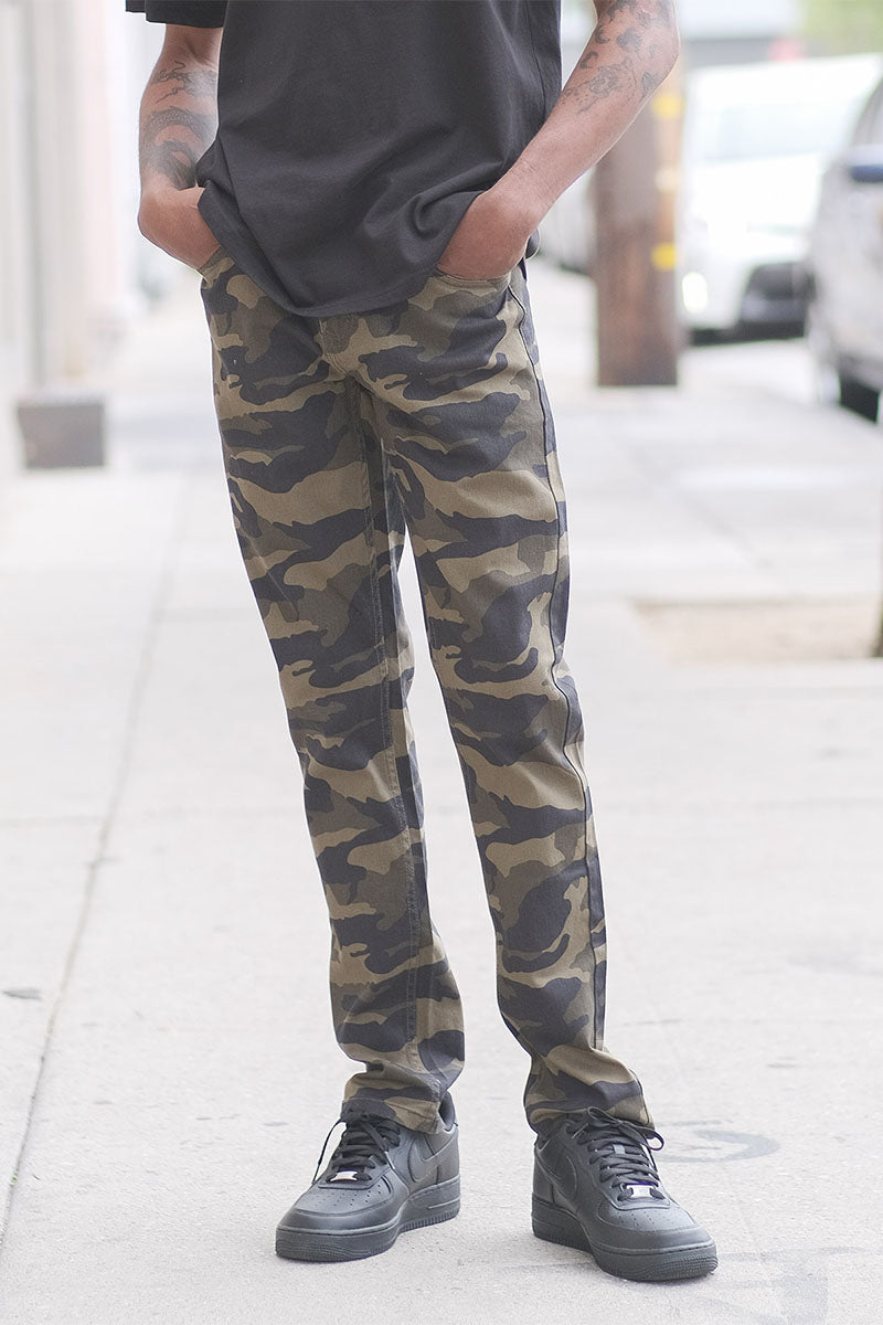 Camouflage Skinny Fit Jeans - Olive Camo