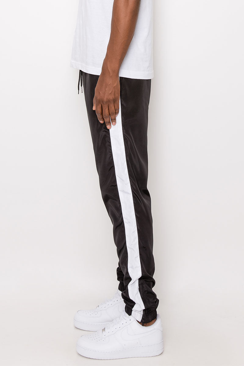 Striped Windbreaker Track Pants - Black/White