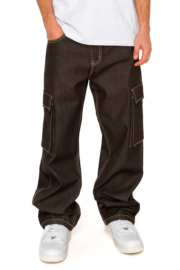 Men's VALOR Baggy Fit Raw Denim Cargo Jeans | VICTORIOUS