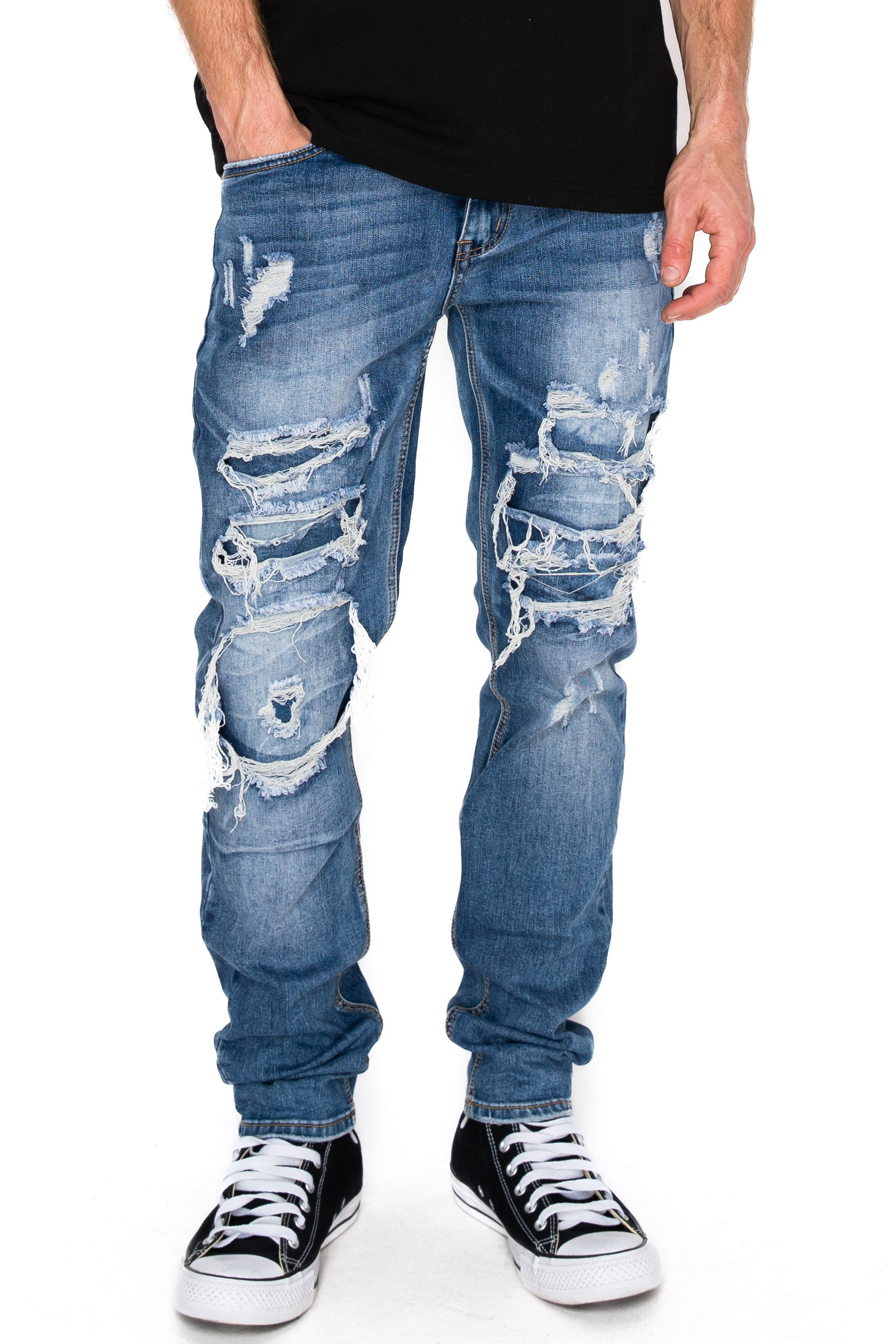 Men's Rip and Repair Denim Jeans | VICTORIOUS – VICTORIOUSUSA