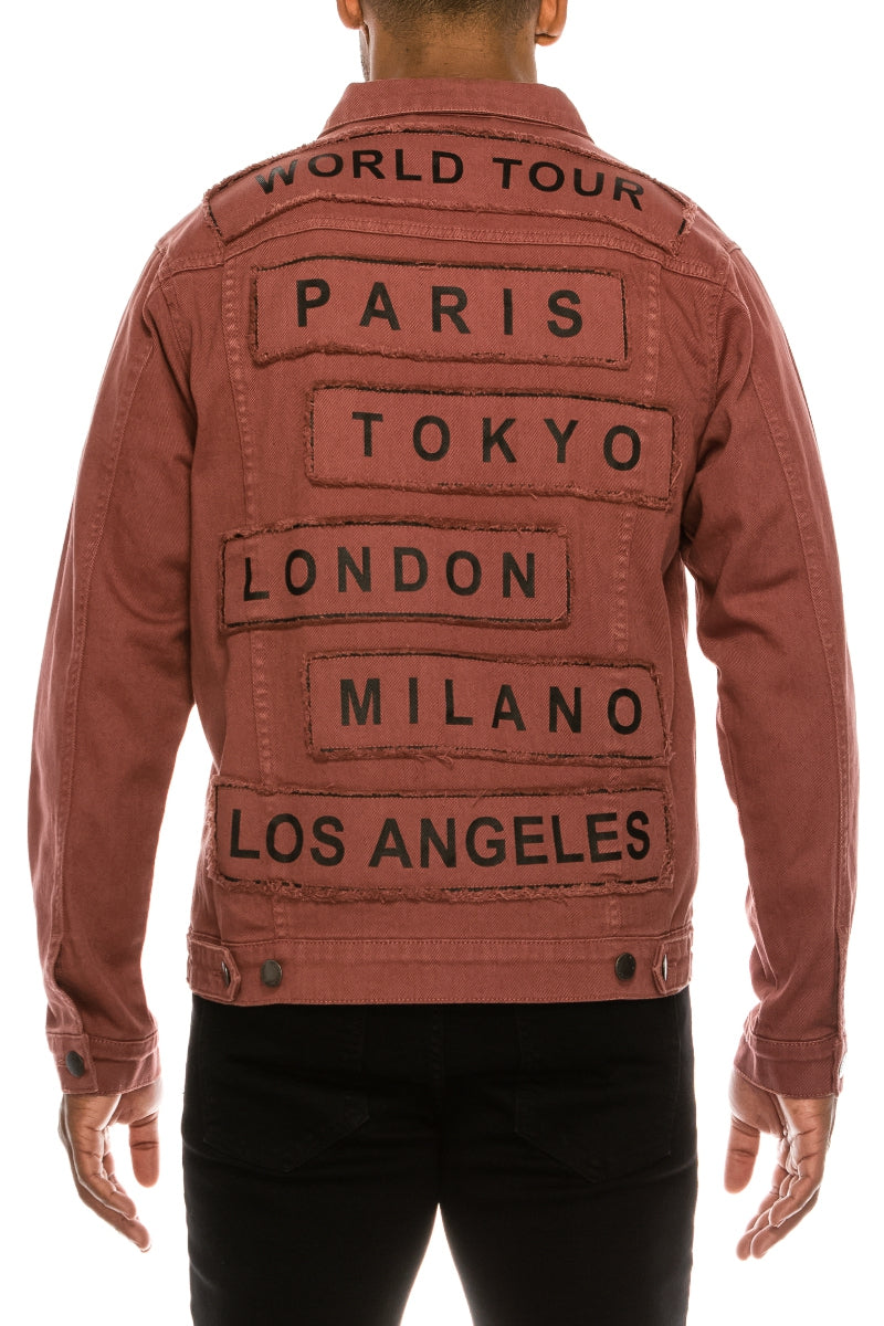World Tour Colored Denim Jacket - Brick