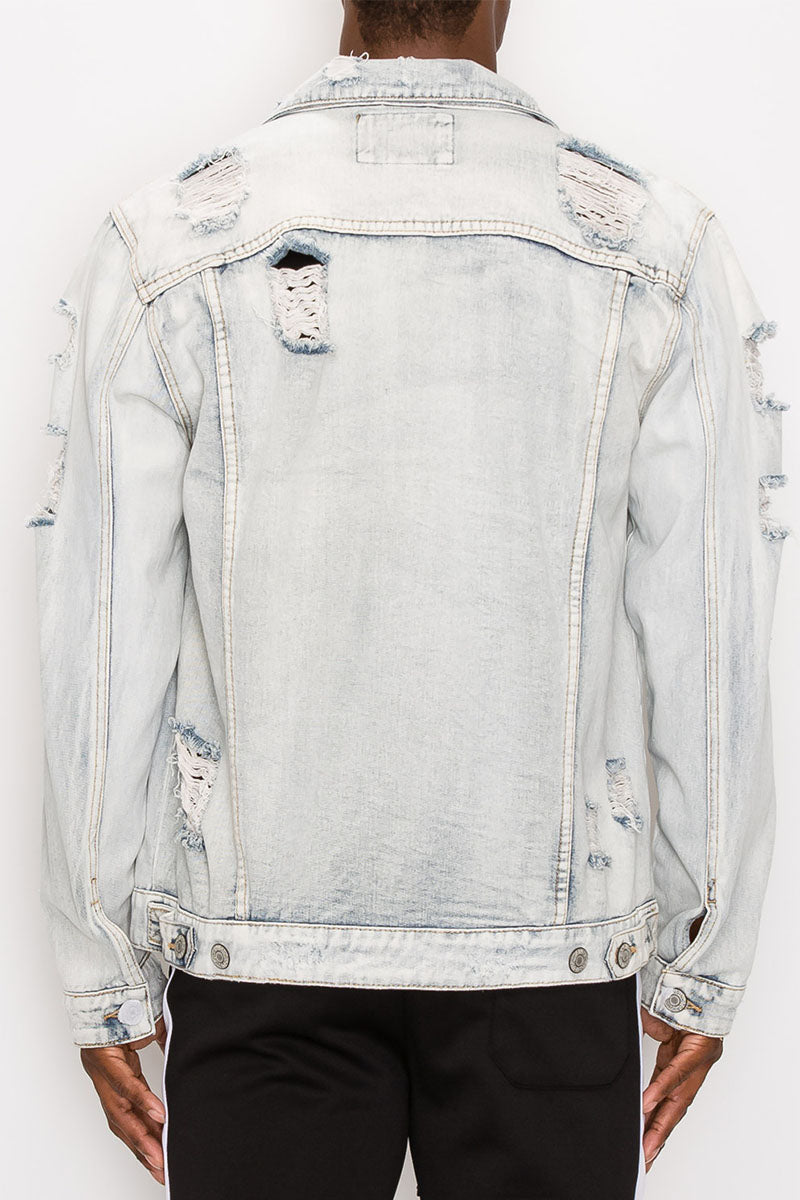 Distressed Faded Denim Jacket