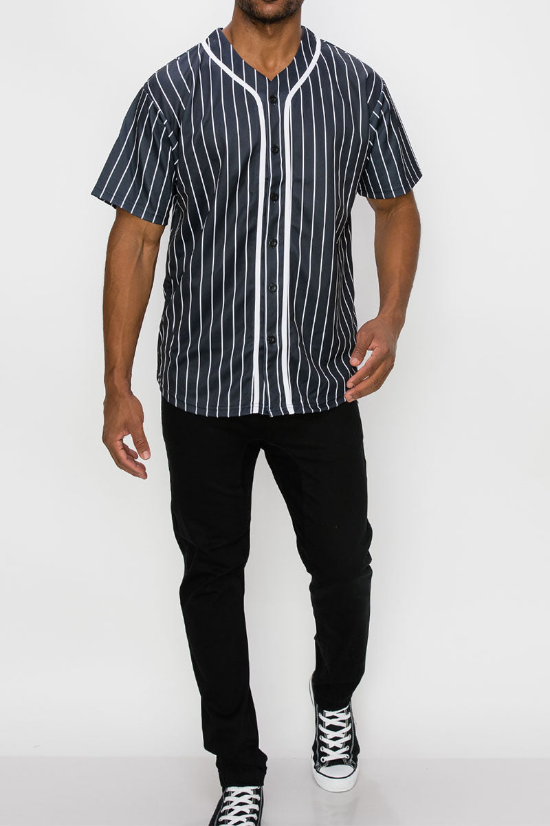 PIN STRIPED BASEBALL JERSEY