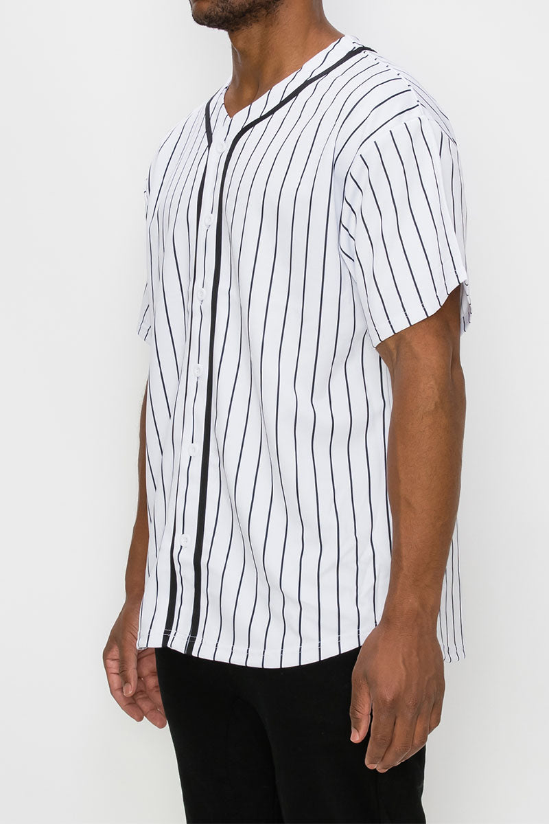 PIN STRIPED BASEBALL JERSEY