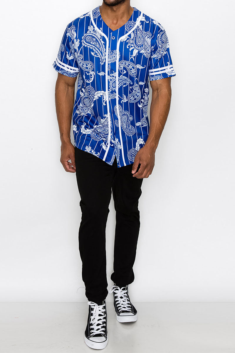 Pinstripe Bandana Baseball Jersey - Royal Blue