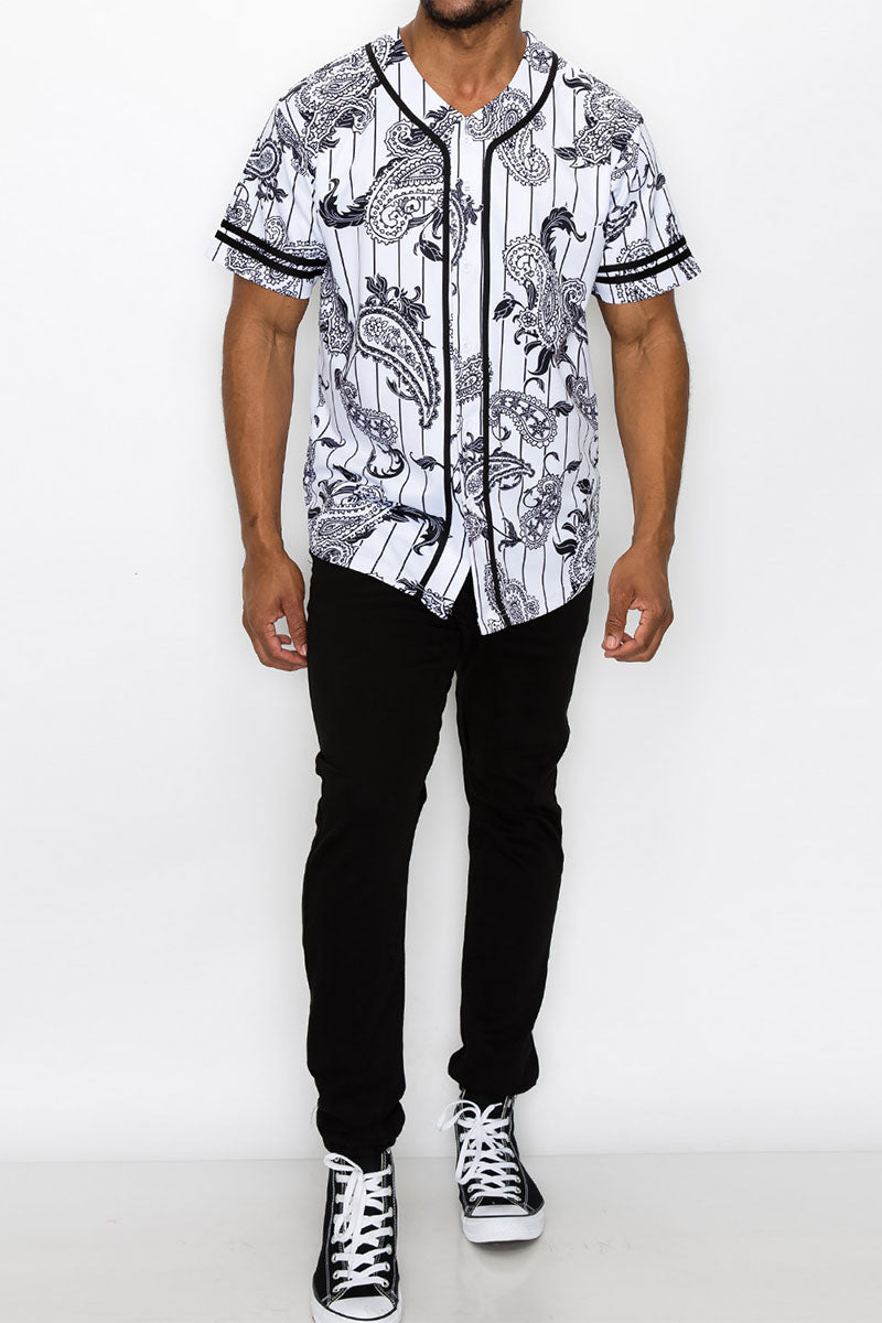Pinstripe Bandana Baseball Jersey - White