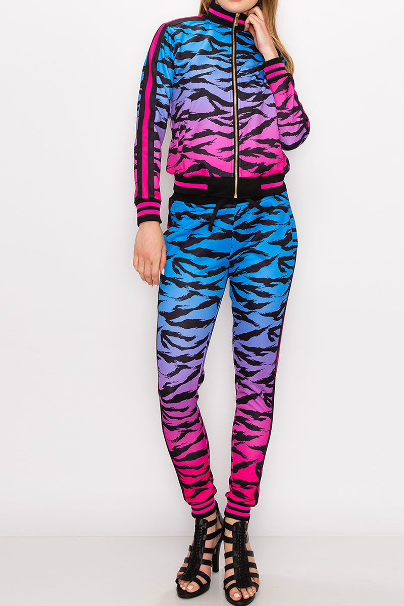 Women's tiger camo track suits