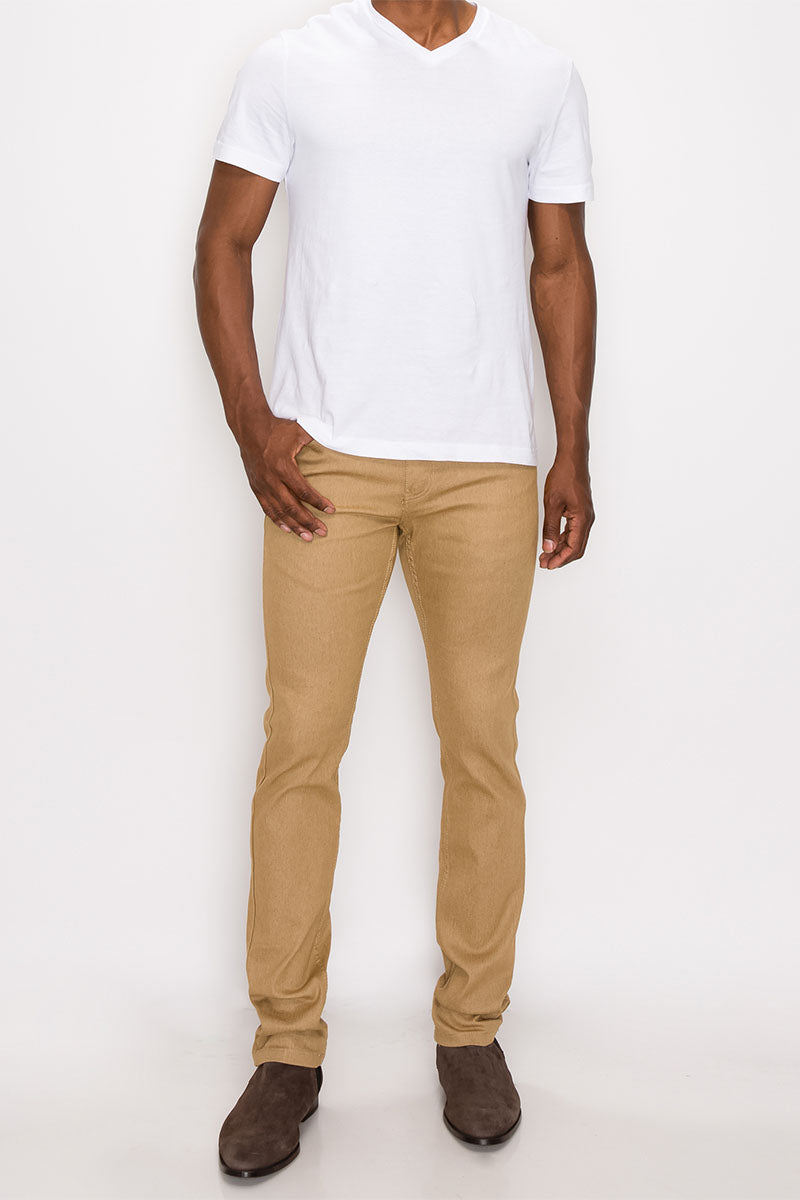 SKINNY RAW DENIM JEANS - KHAKI