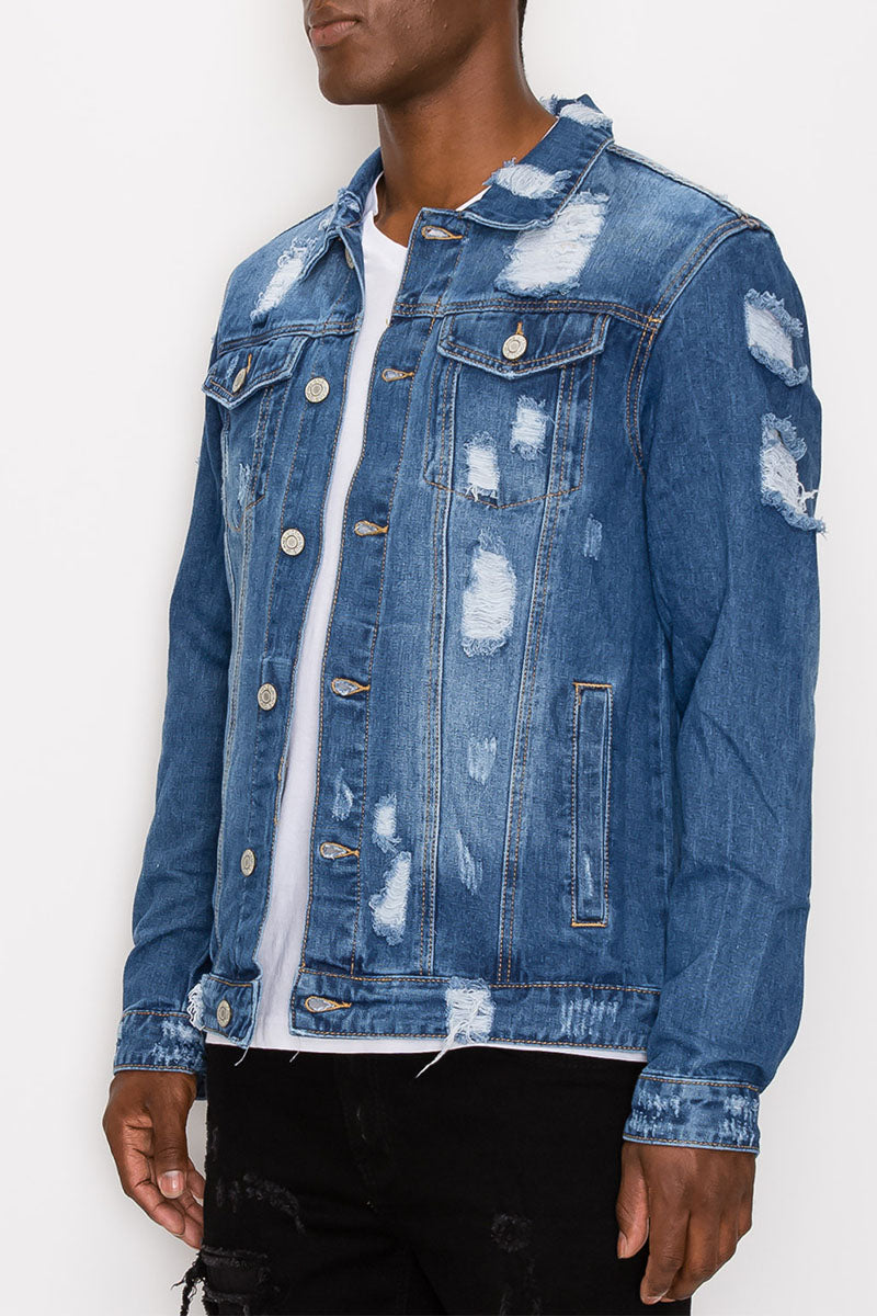 Distressed Faded Denim Jacket