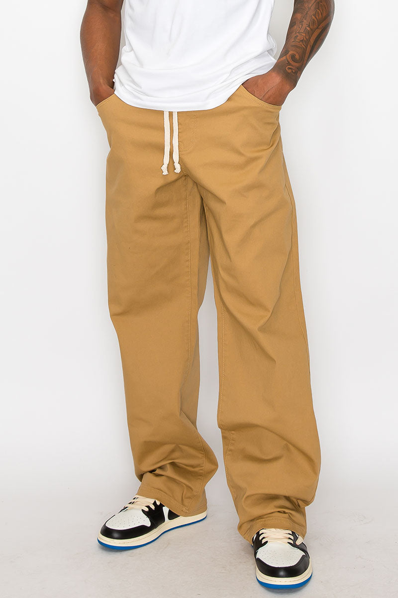 DESIGN - Pantaloni Cargo Affusolati Oversize Color Pietra Con