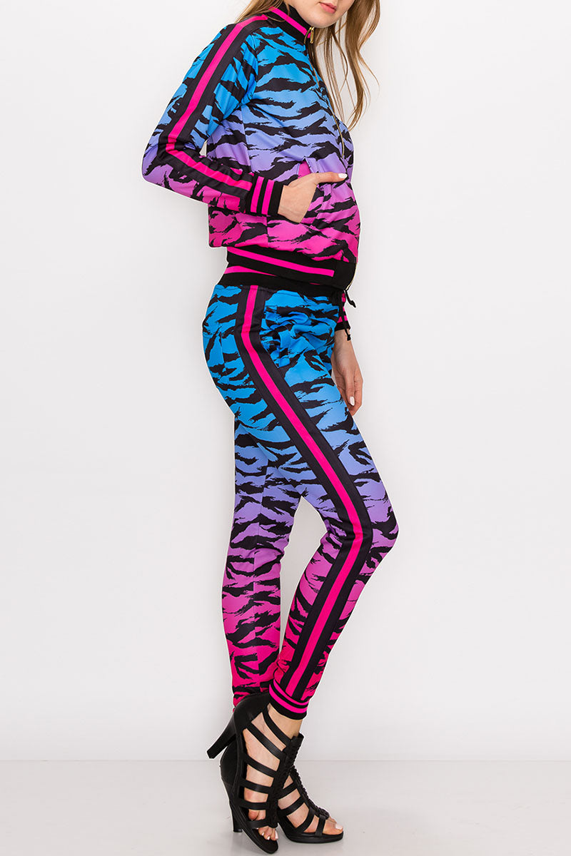 Women's tiger camo track suits