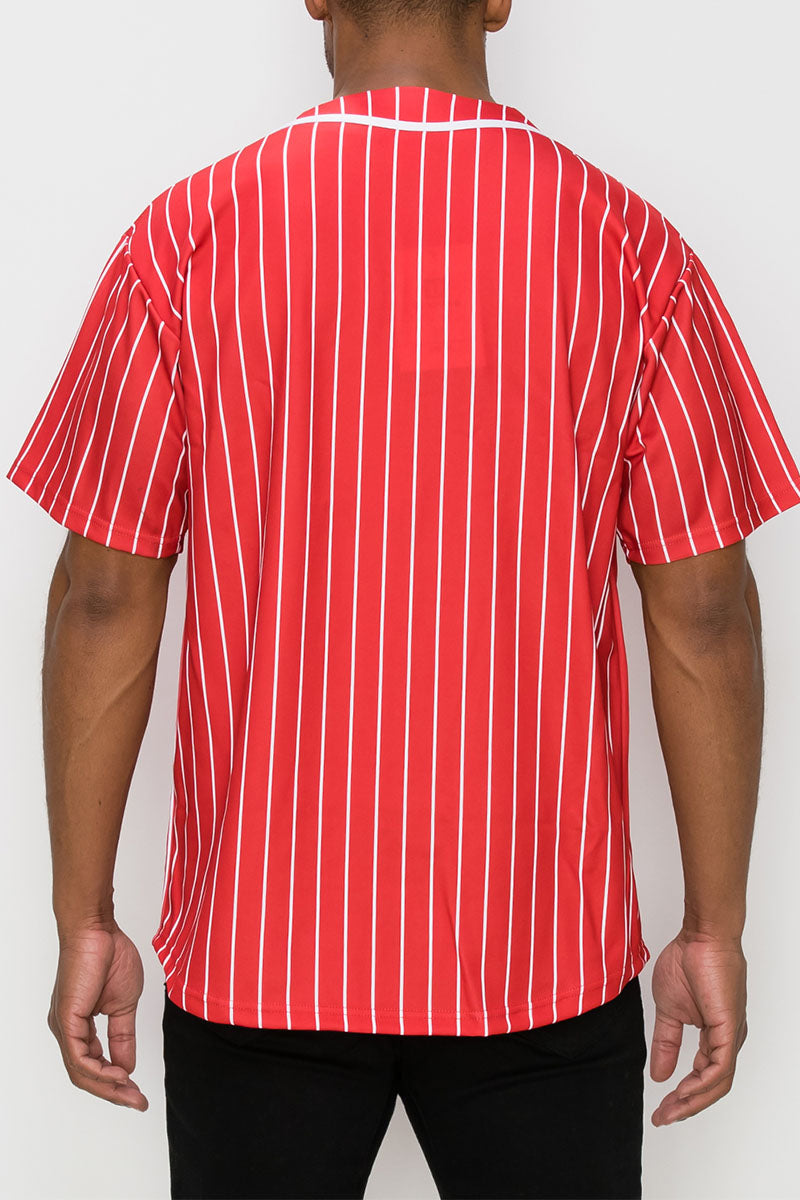 PIN STRIPED BASEBALL JERSEY