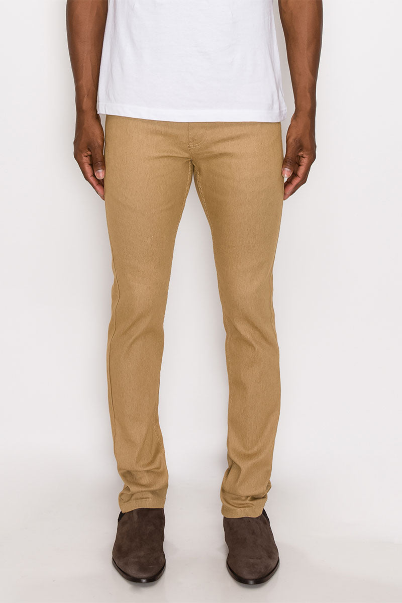 SKINNY RAW DENIM JEANS - KHAKI
