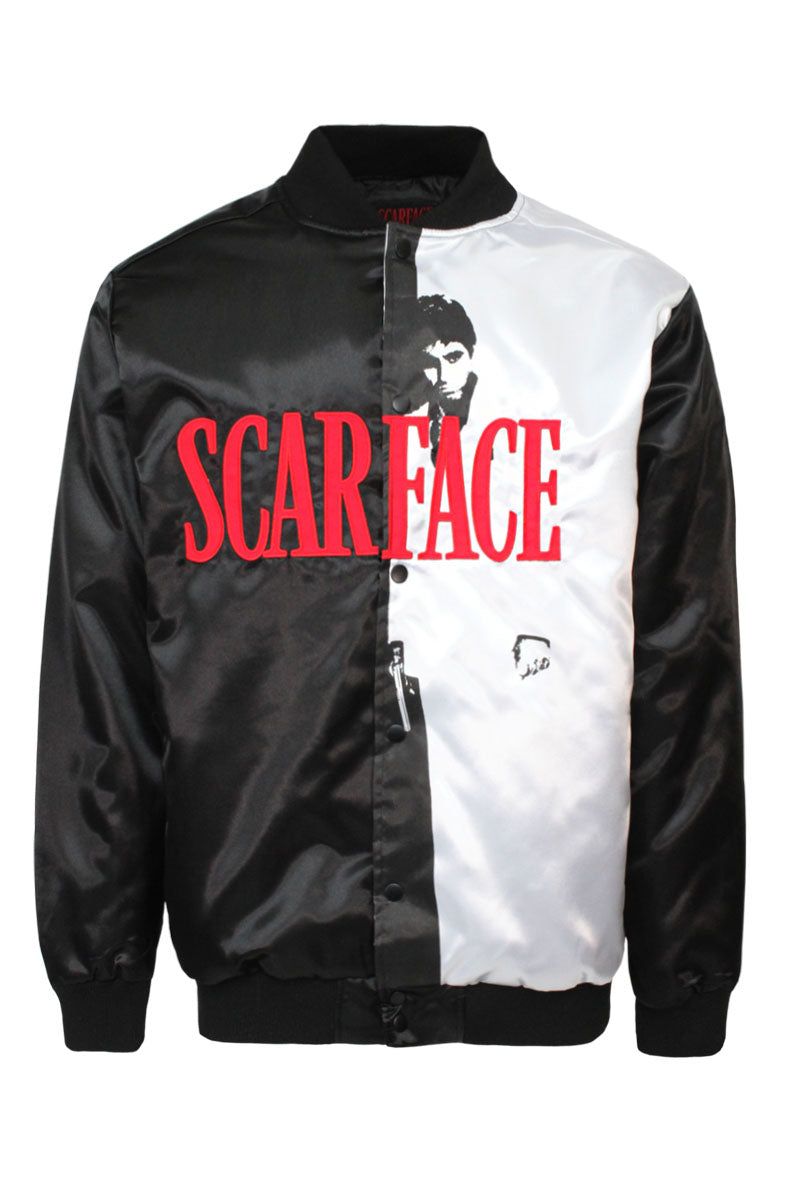 Scarface split satin bomber jacket