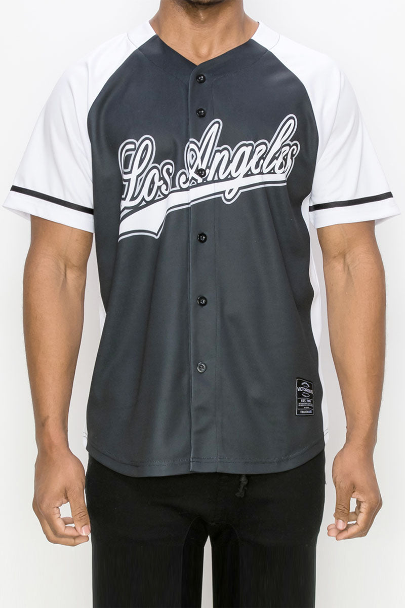 LA Baseball Jersey - Black/White