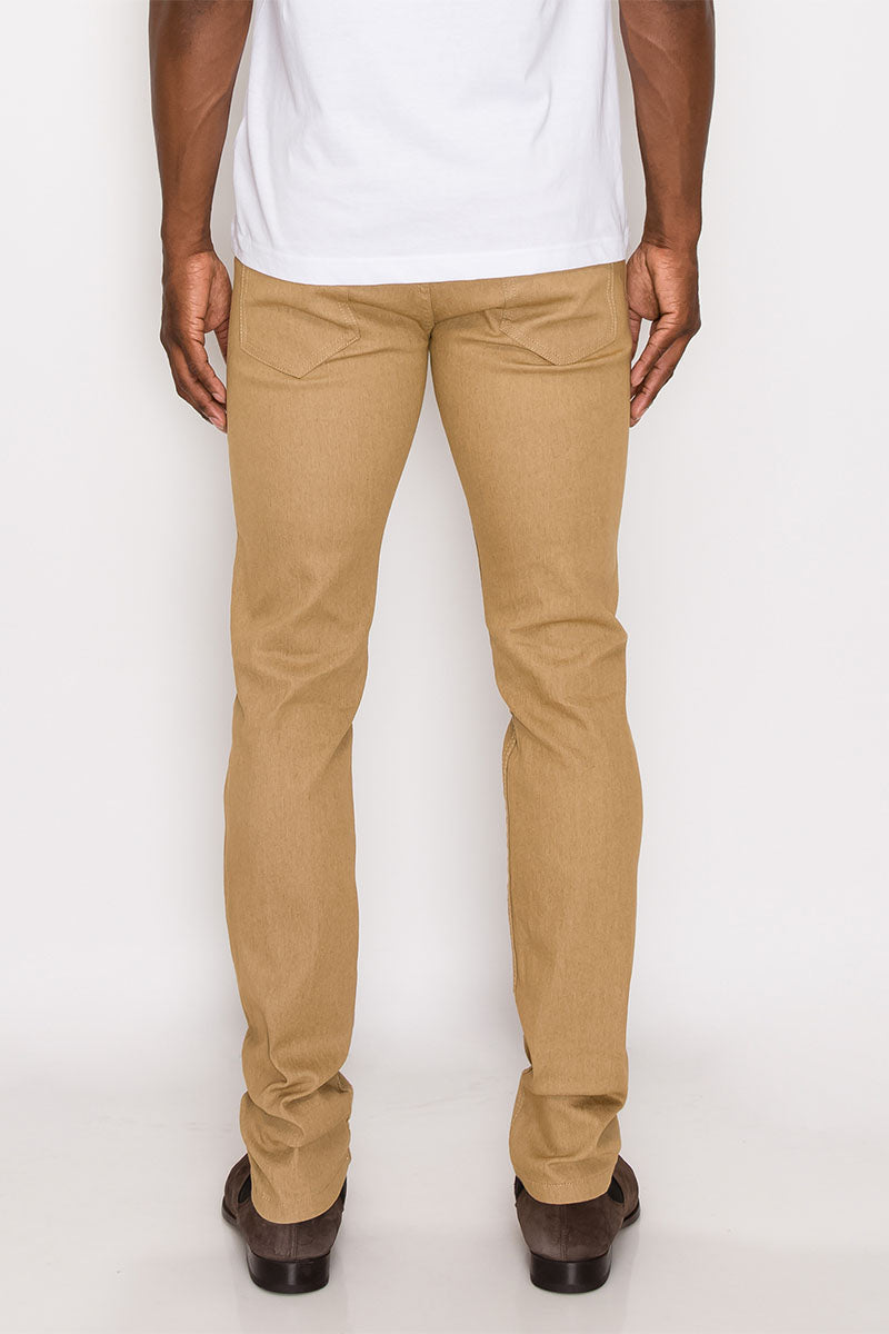 SKINNY RAW DENIM JEANS - KHAKI