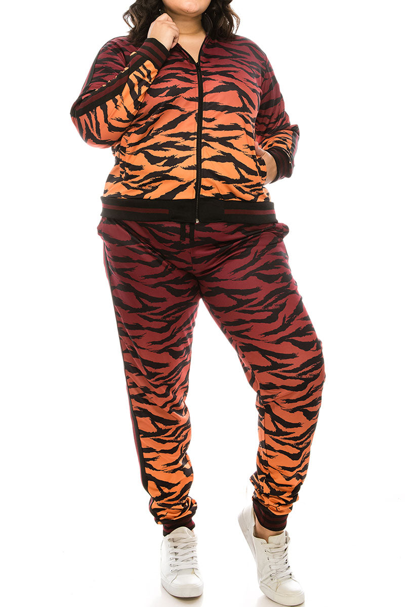 Women's tiger camo track suits (curve)