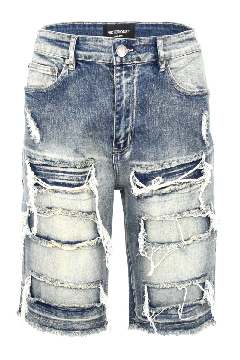 DISTRESSED DENIM SHORTS