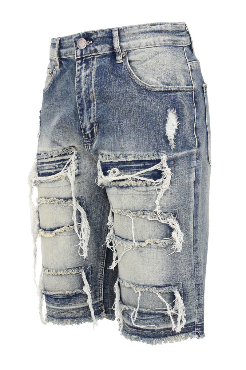 DISTRESSED DENIM SHORTS