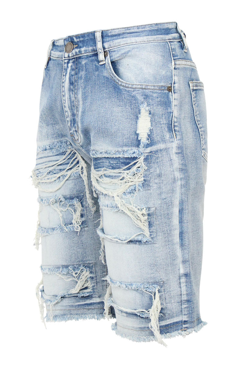 DISTRESSED DENIM SHORTS