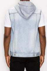 Detachable Hood Denim Vest