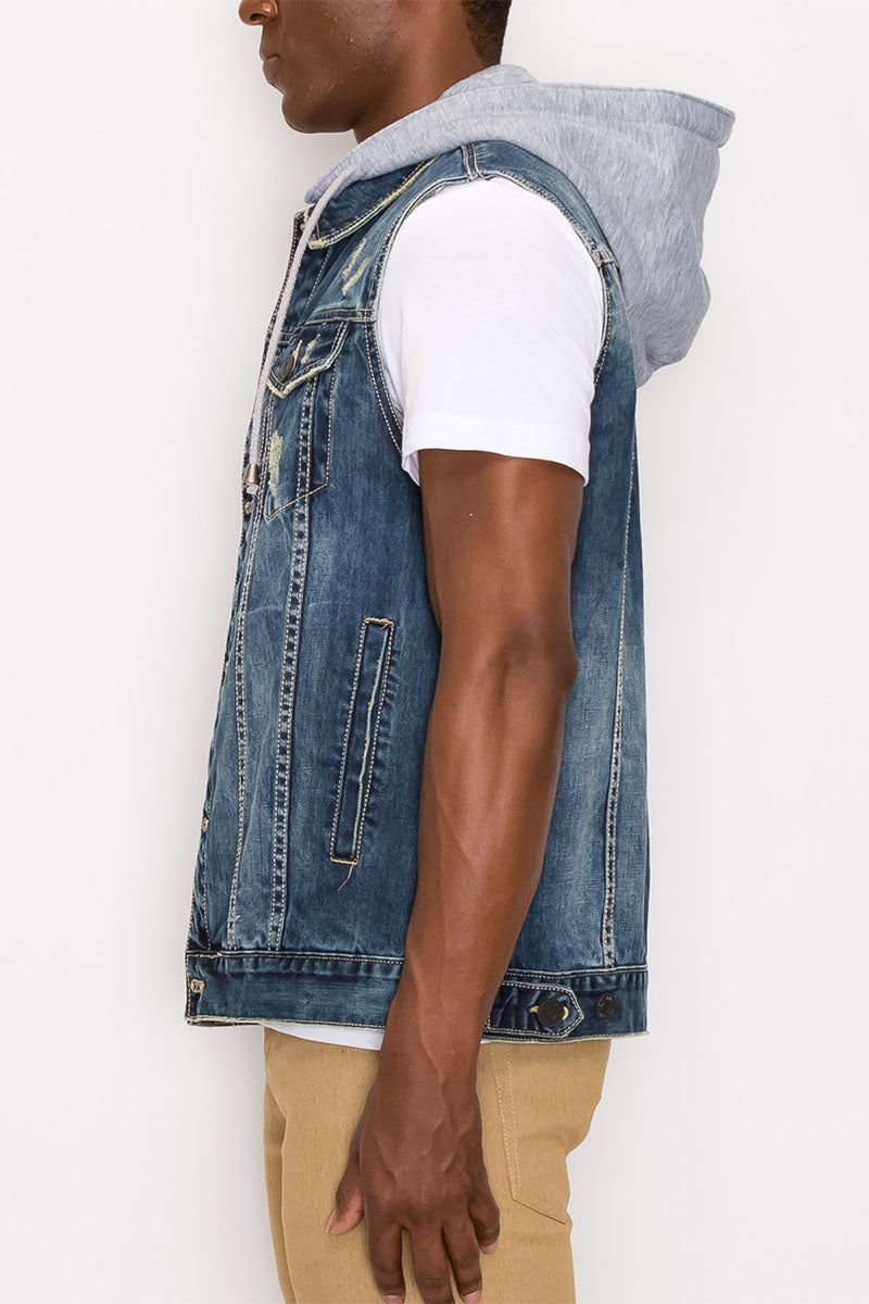 Detachable Hood Denim Vest – VICTORIOUSUSA