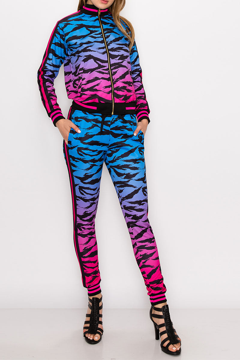 Women's tiger camo track suits