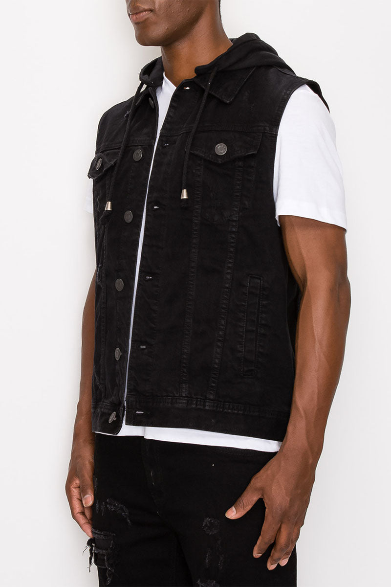 Detachable Hood Denim Vest – VICTORIOUSUSA