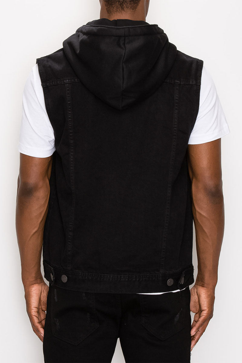 Detachable Hood Denim Vest