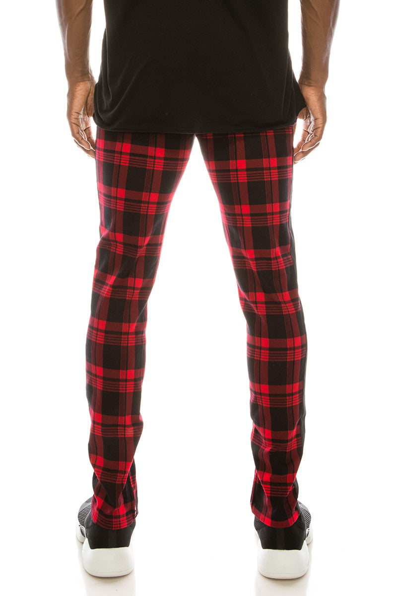 Men's Plaid Track Pants RED | VICTORIOUS RED / 5XL Men's Plaid Track Pants RED | VICTORIOUS RED / 5XL