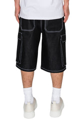 RECON Baggy Fit Cargo Raw Denim Shorts