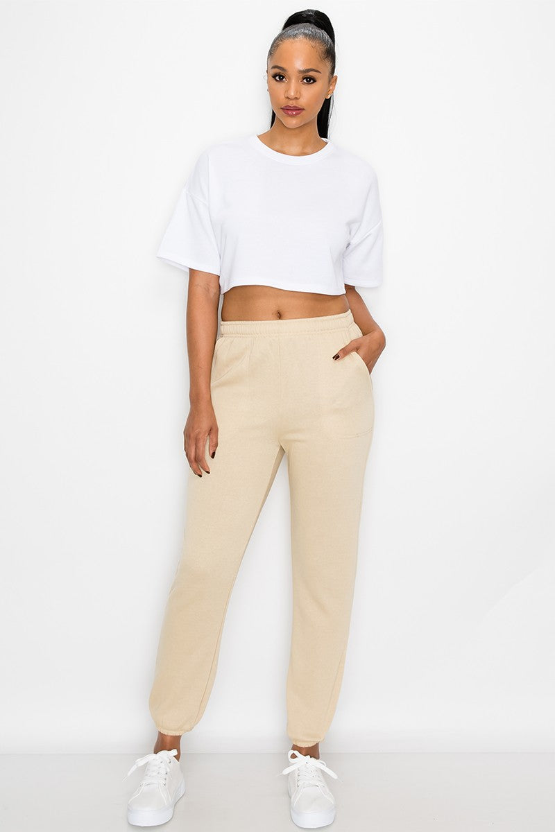 ESSENTIAL FLEECE SWEATPANTS - BEIGE