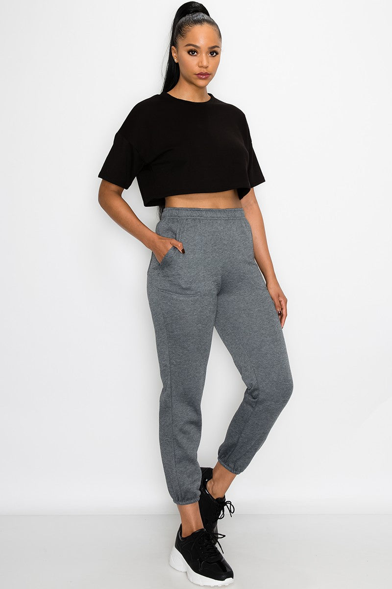 ESSENTIAL FLEECE SWEATPANTS - CHARCOAL