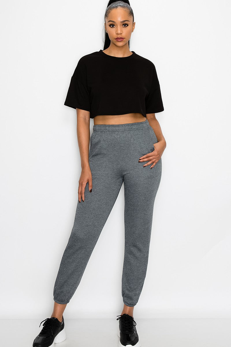 ESSENTIAL FLEECE SWEATPANTS - CHARCOAL