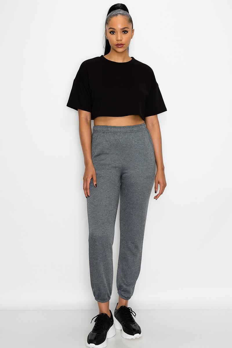 ESSENTIAL FLEECE SWEATPANTS - CHARCOAL