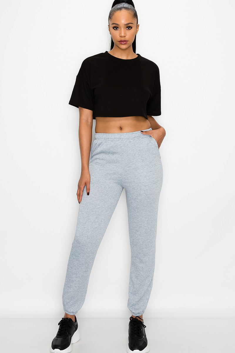 ESSENTIAL FLEECE SWEATPANTS - GREY