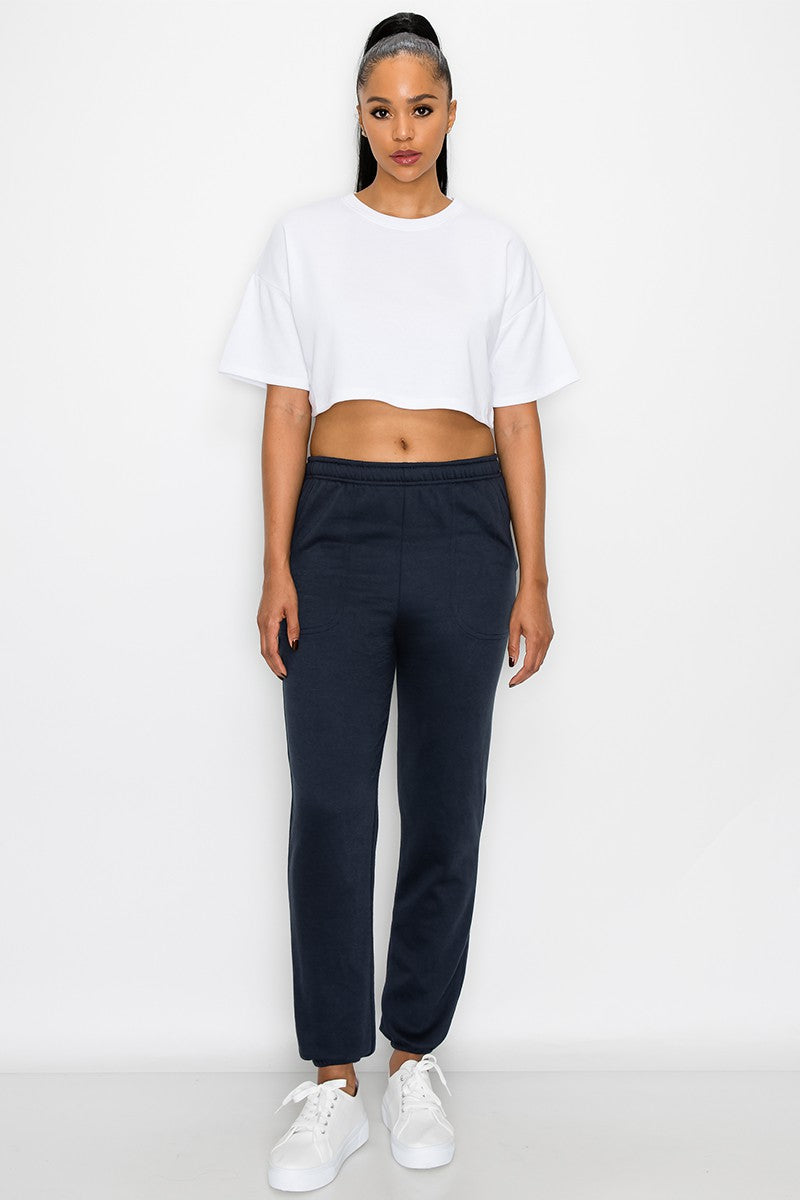 ESSENTIAL FLEECE SWEATPANTS - NAVY