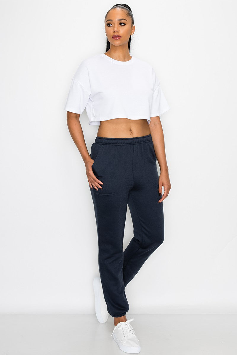 ESSENTIAL FLEECE SWEATPANTS - NAVY