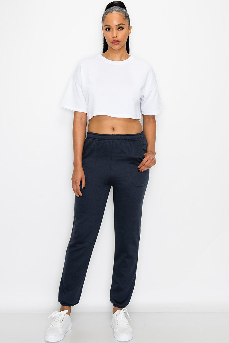 ESSENTIAL FLEECE SWEATPANTS - NAVY