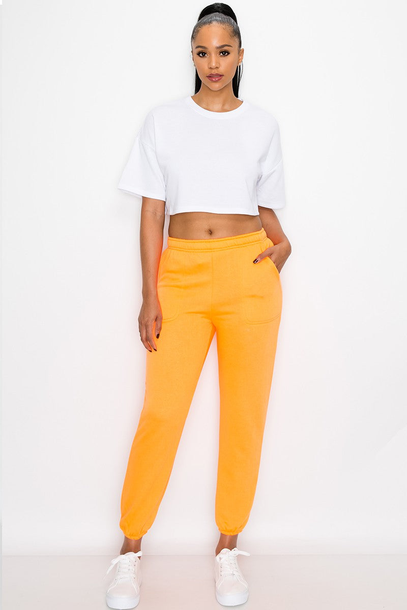 Essential Fleece Sweatpants - Neon Orange