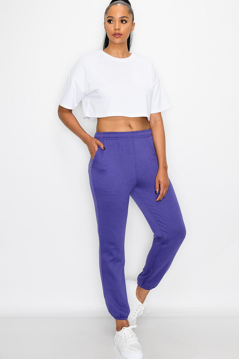 ESSENTIAL FLEECE SWEATPANTS - PURPLE