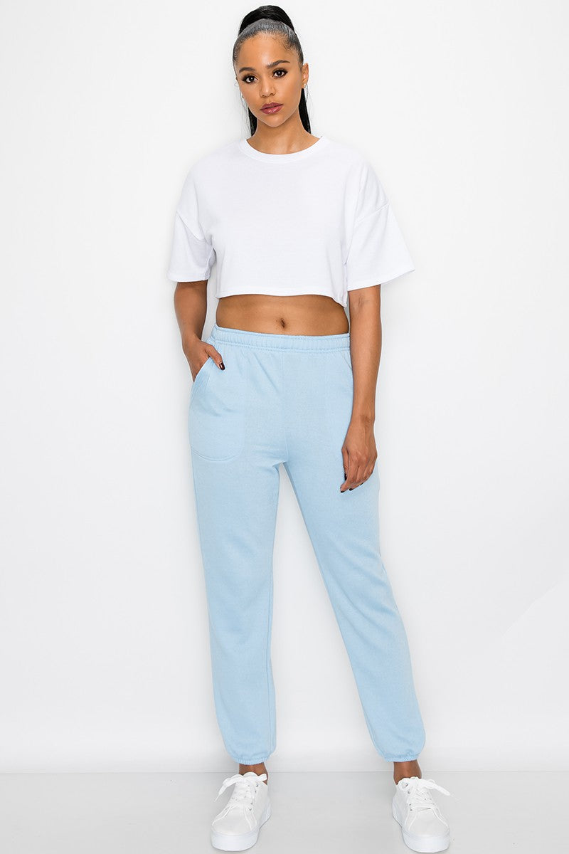 ESSENTIAL FLEECE SWEATPANTS - SKY BLUE