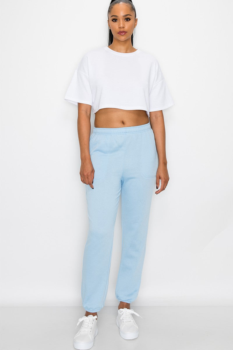 ESSENTIAL FLEECE SWEATPANTS - SKY BLUE