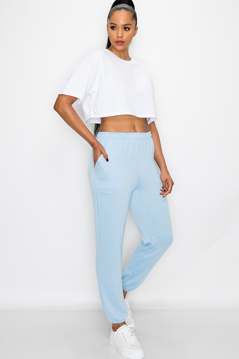 ESSENTIAL FLEECE SWEATPANTS - SKY BLUE