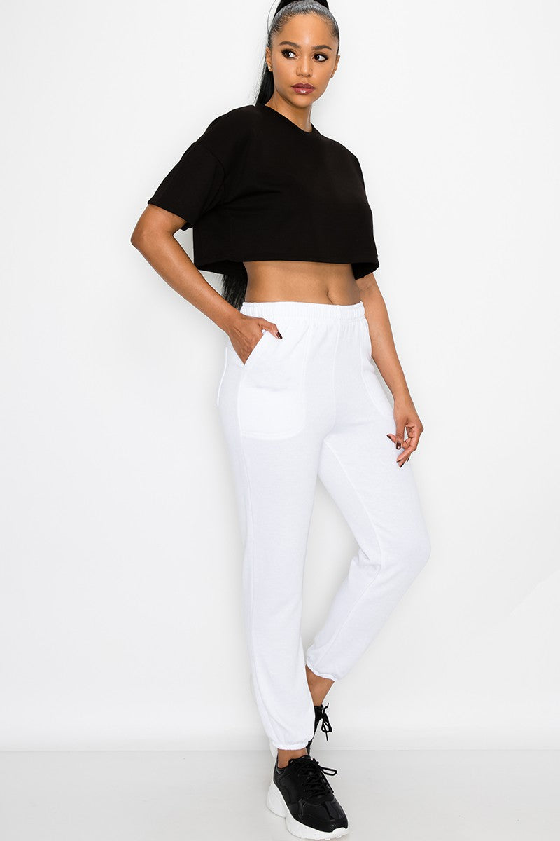 ESSENTIAL FLEECE SWEATPANTS - WHITE