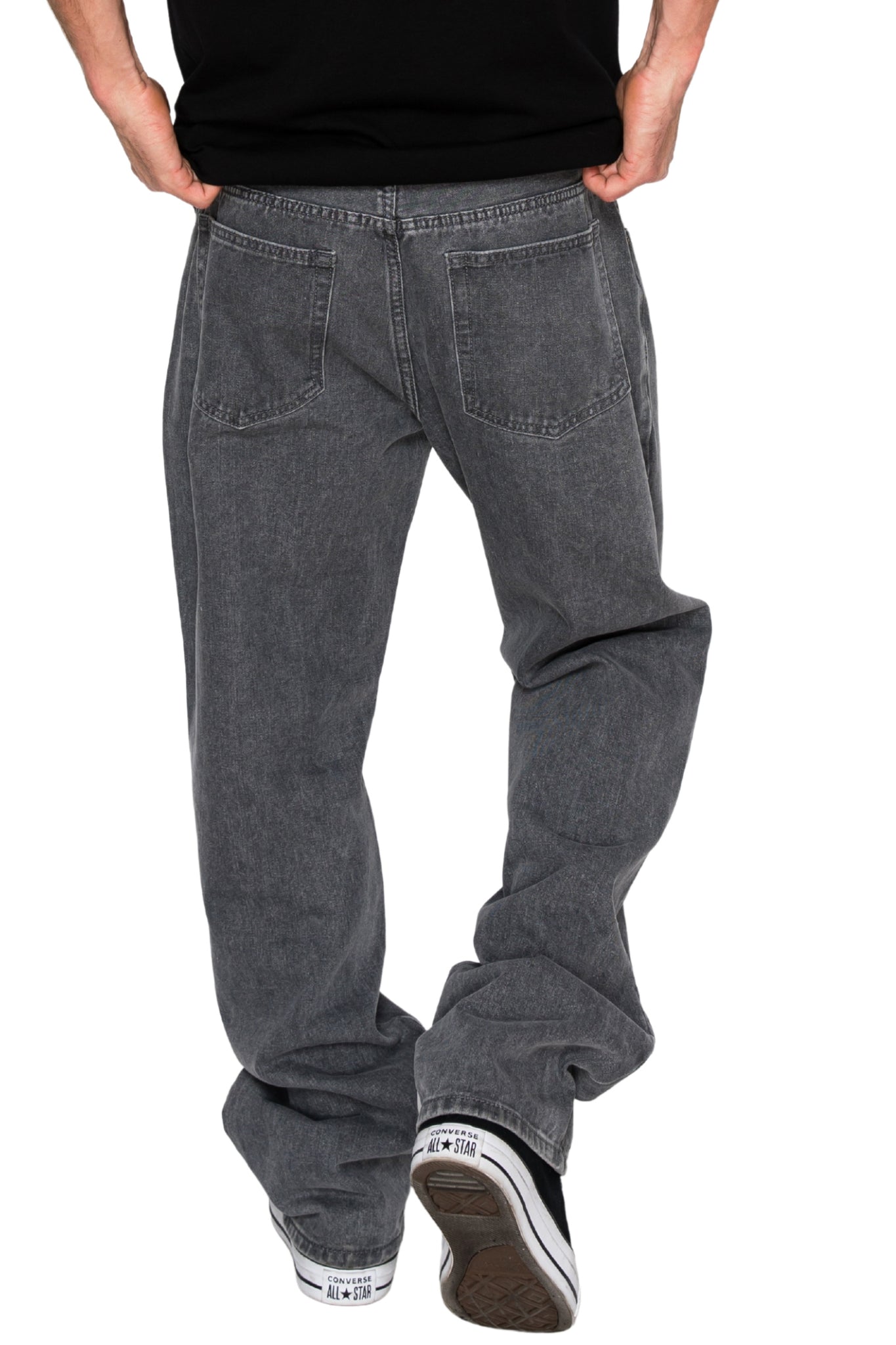 Men's ATLAS Essential Baggy Denim Jeans Stone Black | VICTORIOUS