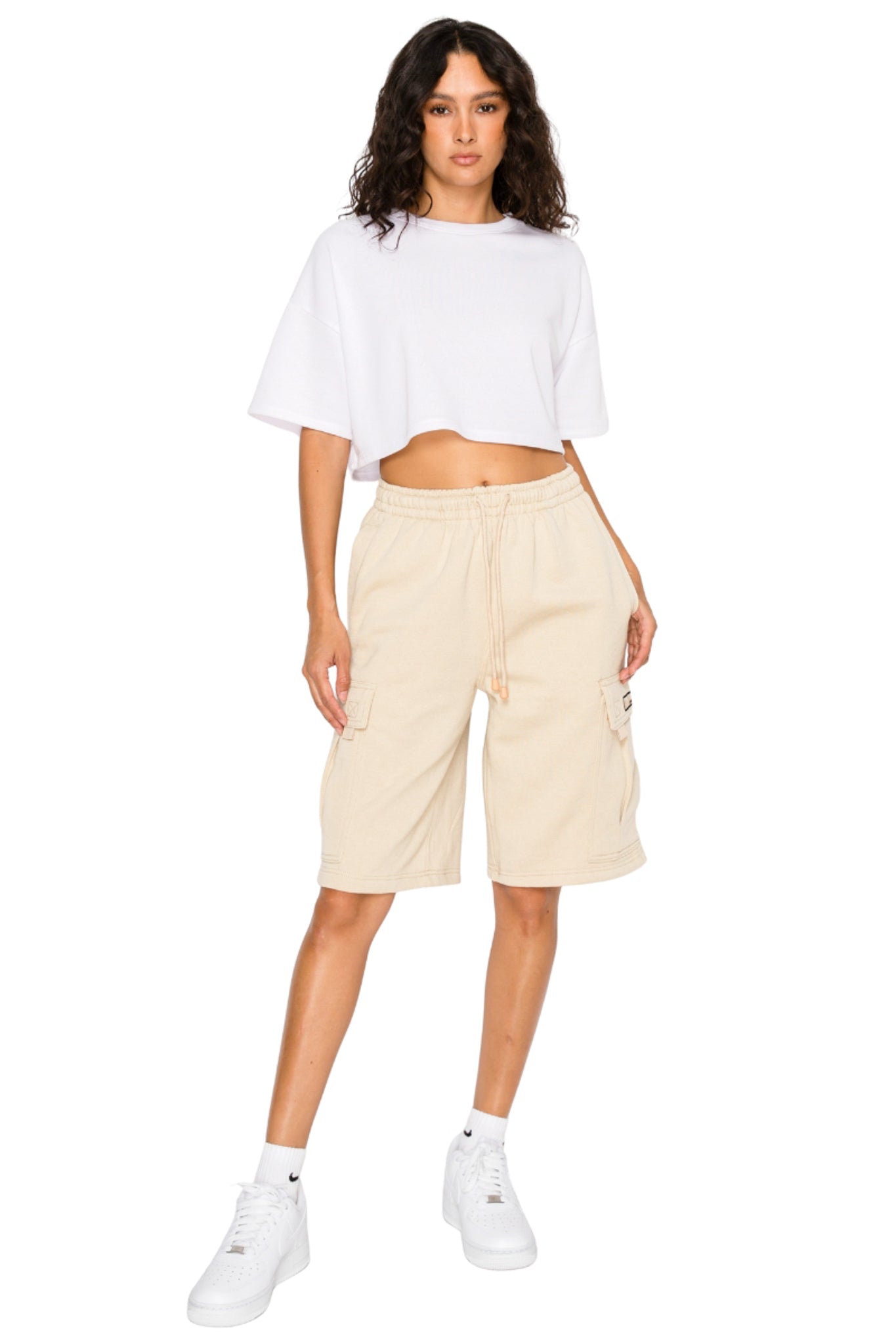 Women's Baggy Fit Cargo Fleece Shorts