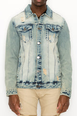 Distressed Lion Denim Jacket