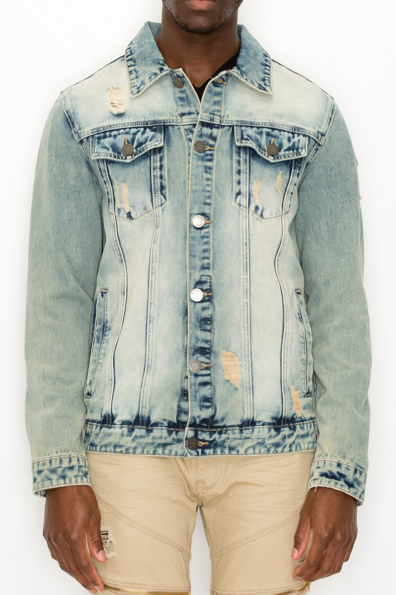 Distressed Lion Denim Jacket